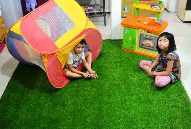 DÙNG CỎ NHÂN TẠO LẬP MẢNG XANH TRONG NHÀ